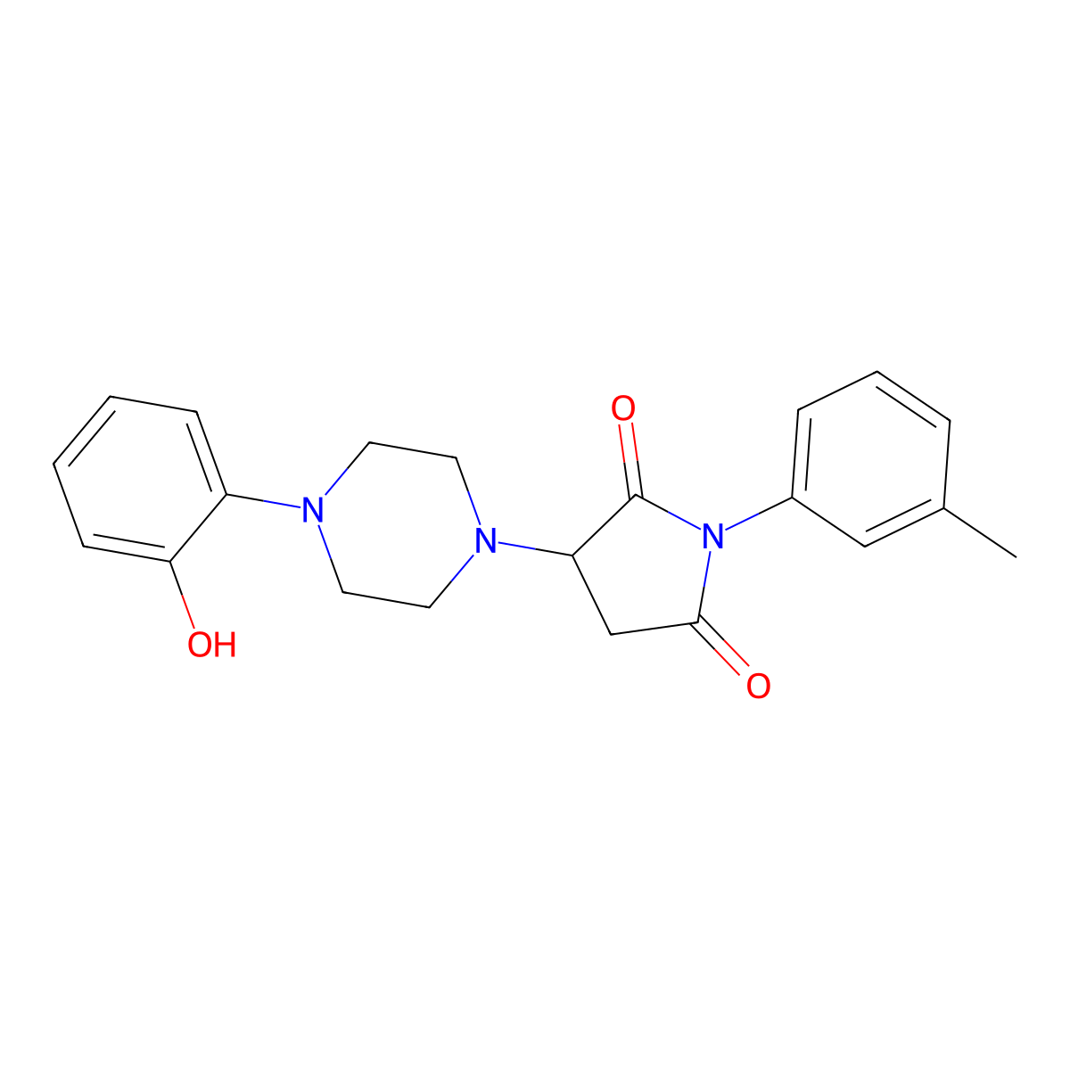 3-[4-(2-Hydroxyphenyl)piperazin-1-yl]-1-(3-methylphenyl)pyrrolidine-2,5-dione molecular structure, CAS 522638-11-5