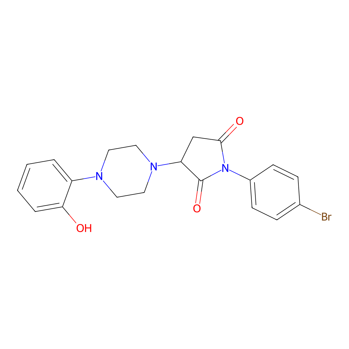 1-(4-Bromophenyl)-3-[4-(2-hydroxyphenyl)piperazin-1-yl]pyrrolidine-2,5-dione molecular structure, CAS 522638-13-7