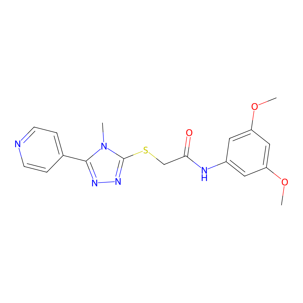 N-(3,5-dimethoxyphenyl)-2-{[4-methyl-5-(pyridin-4-yl)-4H-1,2,4-triazol-3-yl]sulfanyl}acetamide molecular structure, CAS 522639-44-7