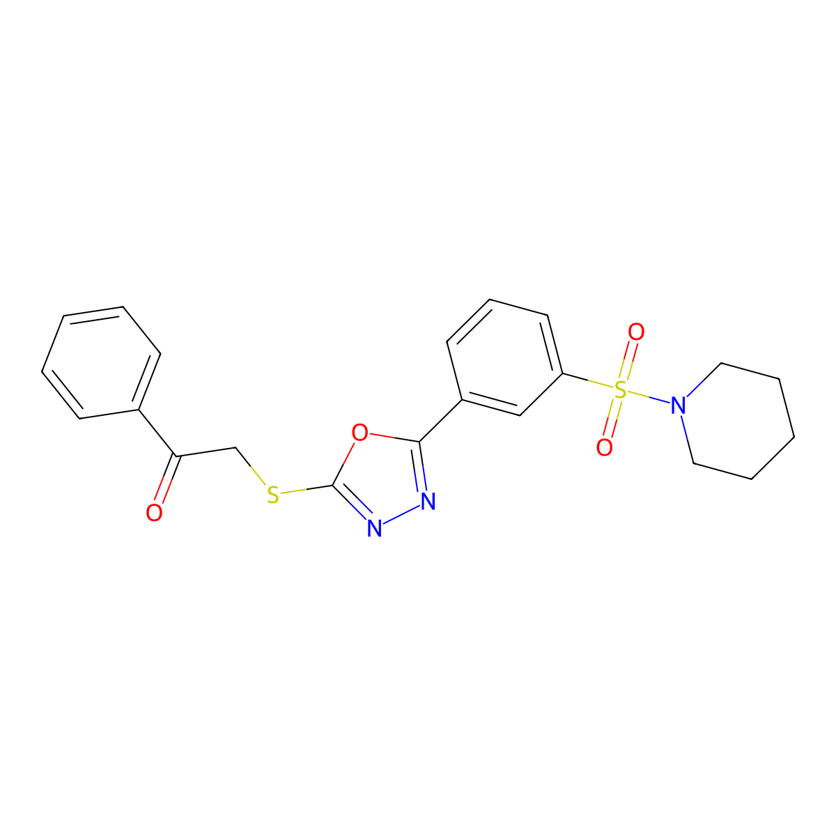 1-Phenyl-2-[[5-(3-piperidin-1-ylsulfonylphenyl)-1,3,4-oxadiazol-2-yl]sulfanyl]ethanone molecular structure, CAS 522639-58-3