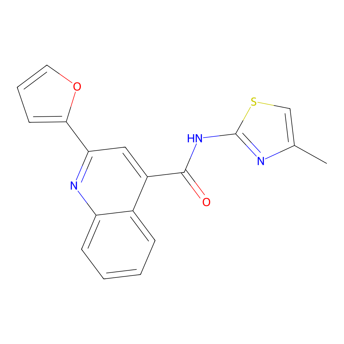 2-(furan-2-yl)-N-(4-methyl-1,3-thiazol-2-yl)quinoline-4-carboxamide molecular structure, CAS 522639-94-7