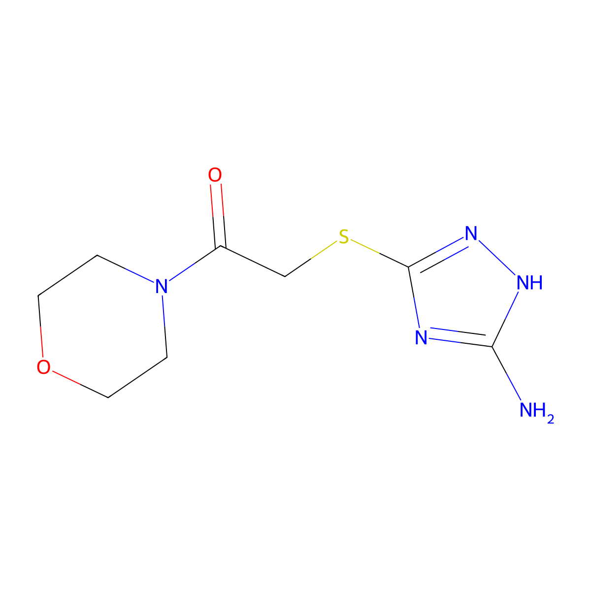 2-((5-amino-4H-1,2,4-triazol-3-yl)thio)-1-morpholinoethanone molecular structure, CAS 522642-25-7