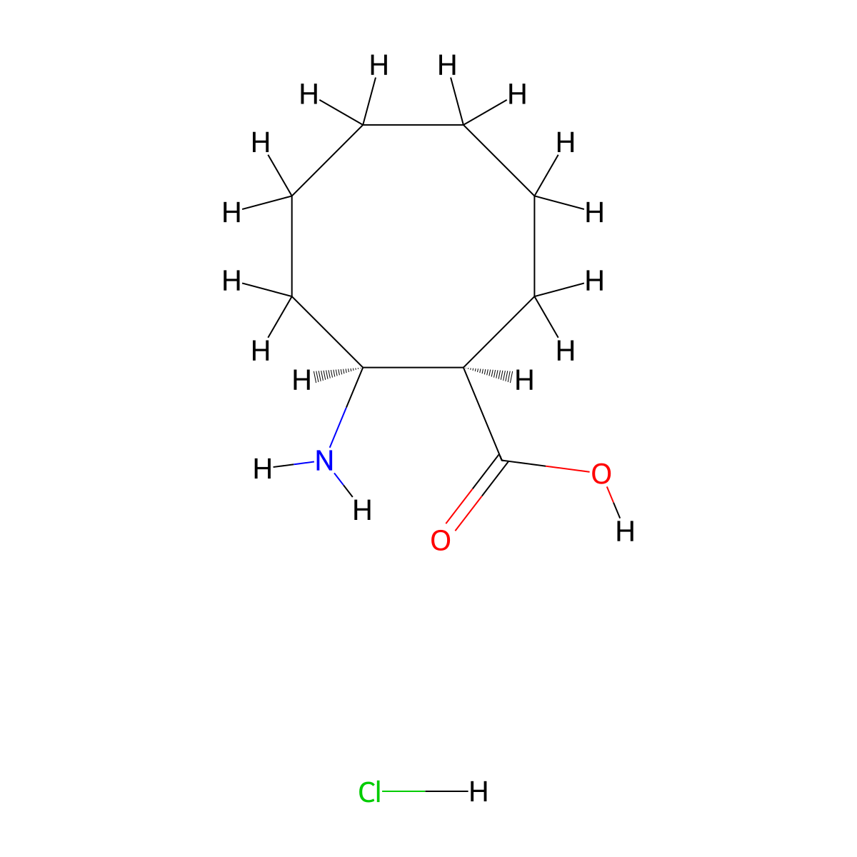 (1R,2S)-2-Amino-cyclooctanecarboxylic acid hydrochloride molecular structure, CAS 522644-08-2