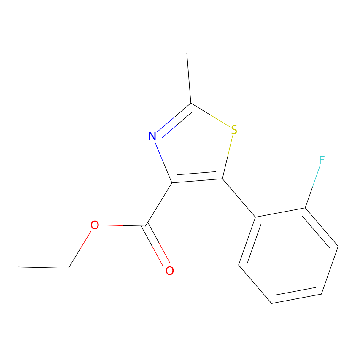 Ethyl 5-(2-fluorophenyl)-2-methyl-1,3-thiazole-4-carboxylate molecular structure, CAS 522646-43-1