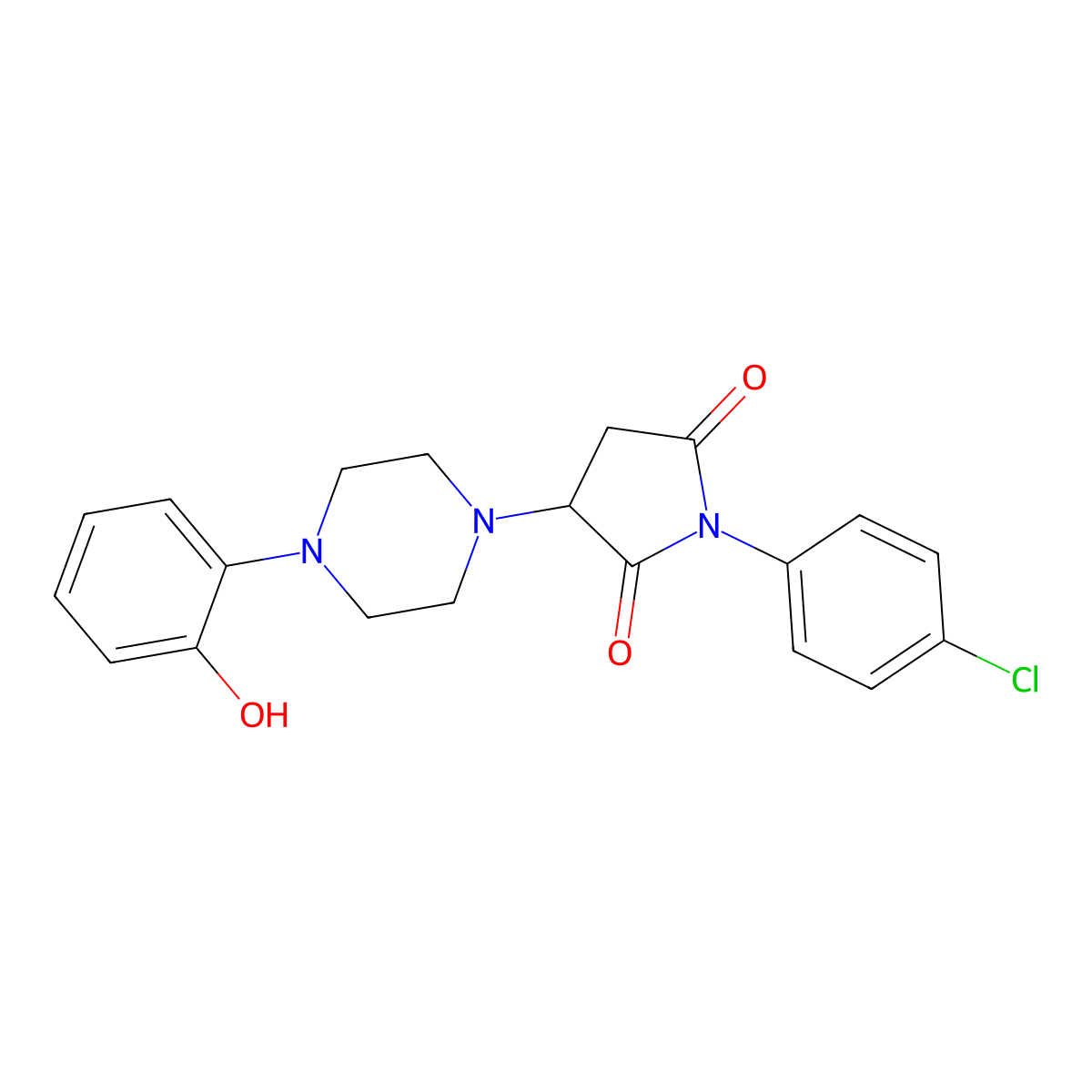 1-(4-Chlorophenyl)-3-[4-(2-hydroxyphenyl)piperazin-1-yl]pyrrolidine-2,5-dione molecular structure, CAS 522649-56-5