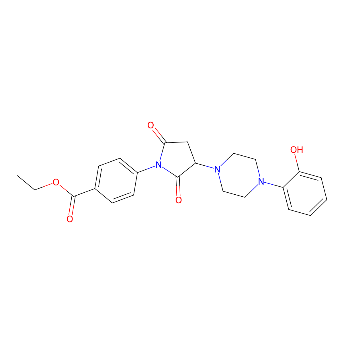 Ethyl 4-[3-[4-(2-hydroxyphenyl)piperazin-1-yl]-2,5-dioxopyrrolidin-1-yl]benzoate molecular structure, CAS 522649-57-6