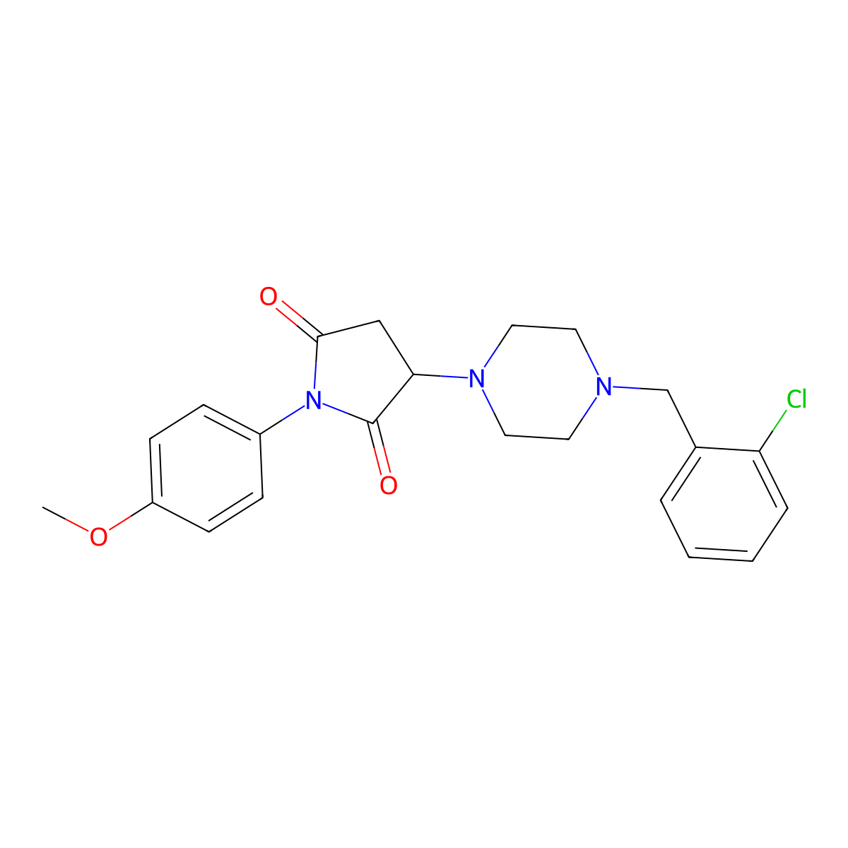 3-[4-[(2-Chlorophenyl)methyl]piperazin-1-yl]-1-(4-methoxyphenyl)pyrrolidine-2,5-dione molecular structure, CAS 522649-65-6