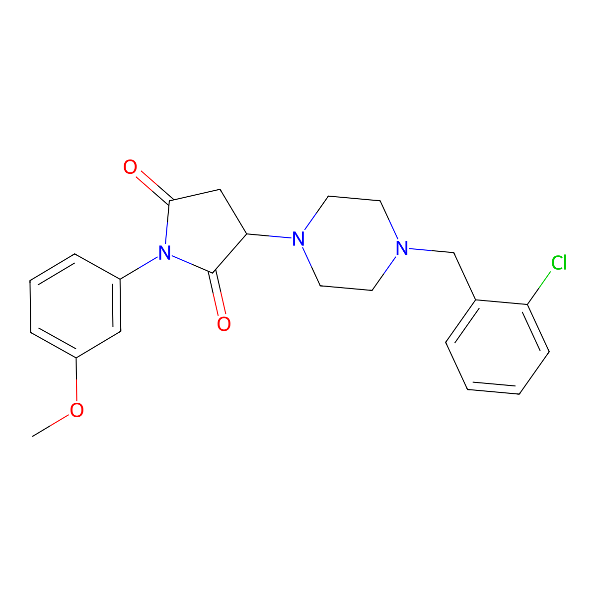 3-[4-[(2-Chlorophenyl)methyl]piperazin-1-yl]-1-(3-methoxyphenyl)pyrrolidine-2,5-dione molecular structure, CAS 522649-66-7