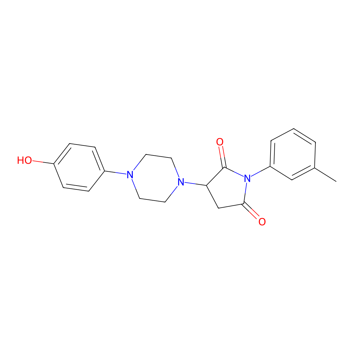 3-[4-(4-Hydroxyphenyl)piperazin-1-yl]-1-(3-methylphenyl)pyrrolidine-2,5-dione molecular structure, CAS 522649-69-0