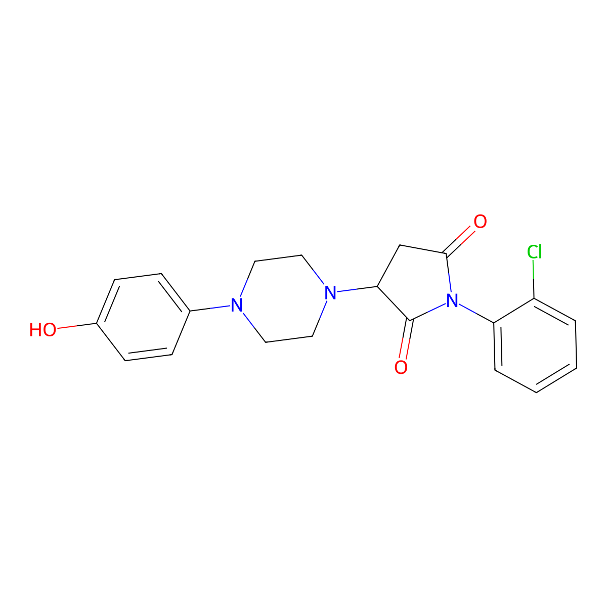 1-(2-Chlorophenyl)-3-[4-(4-hydroxyphenyl)piperazin-1-yl]pyrrolidine-2,5-dione molecular structure, CAS 522649-71-4