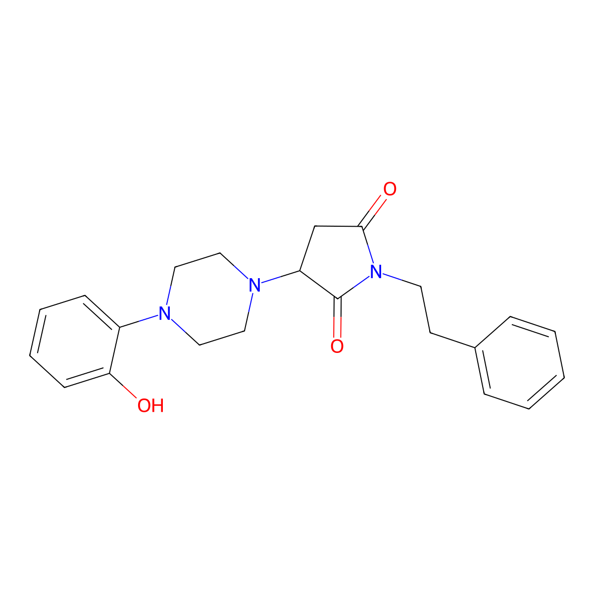 3-[4-(2-Hydroxyphenyl)piperazin-1-yl]-1-(2-phenylethyl)pyrrolidine-2,5-dione molecular structure, CAS 522649-72-5