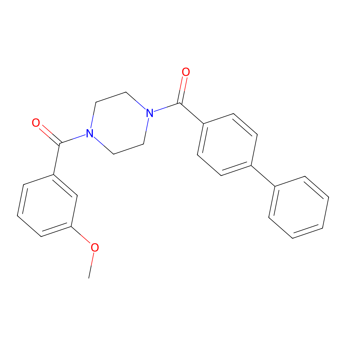 Biphenyl-4-yl{4-[(3-methoxyphenyl)carbonyl]piperazin-1-yl}methanone molecular structure, CAS 522650-34-6