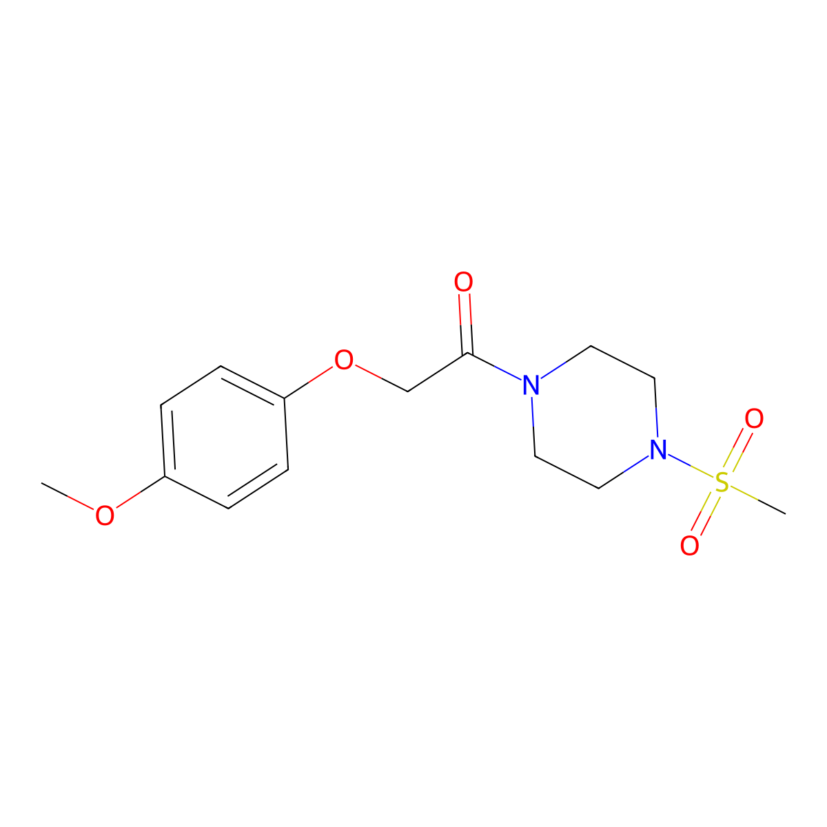 2-(4-Methoxyphenoxy)-1-(4-methylsulfonylpiperazin-1-yl)ethanone molecular structure, CAS 522650-36-8