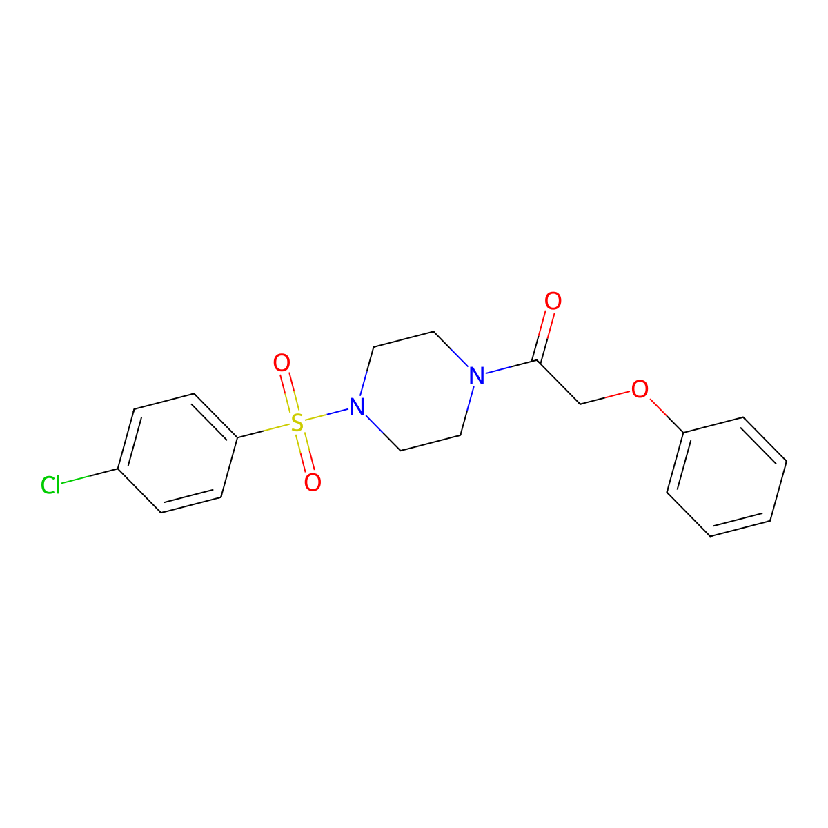 1-[4-(4-Chlorophenyl)sulfonylpiperazin-1-yl]-2-phenoxyethanone molecular structure, CAS 522650-45-9