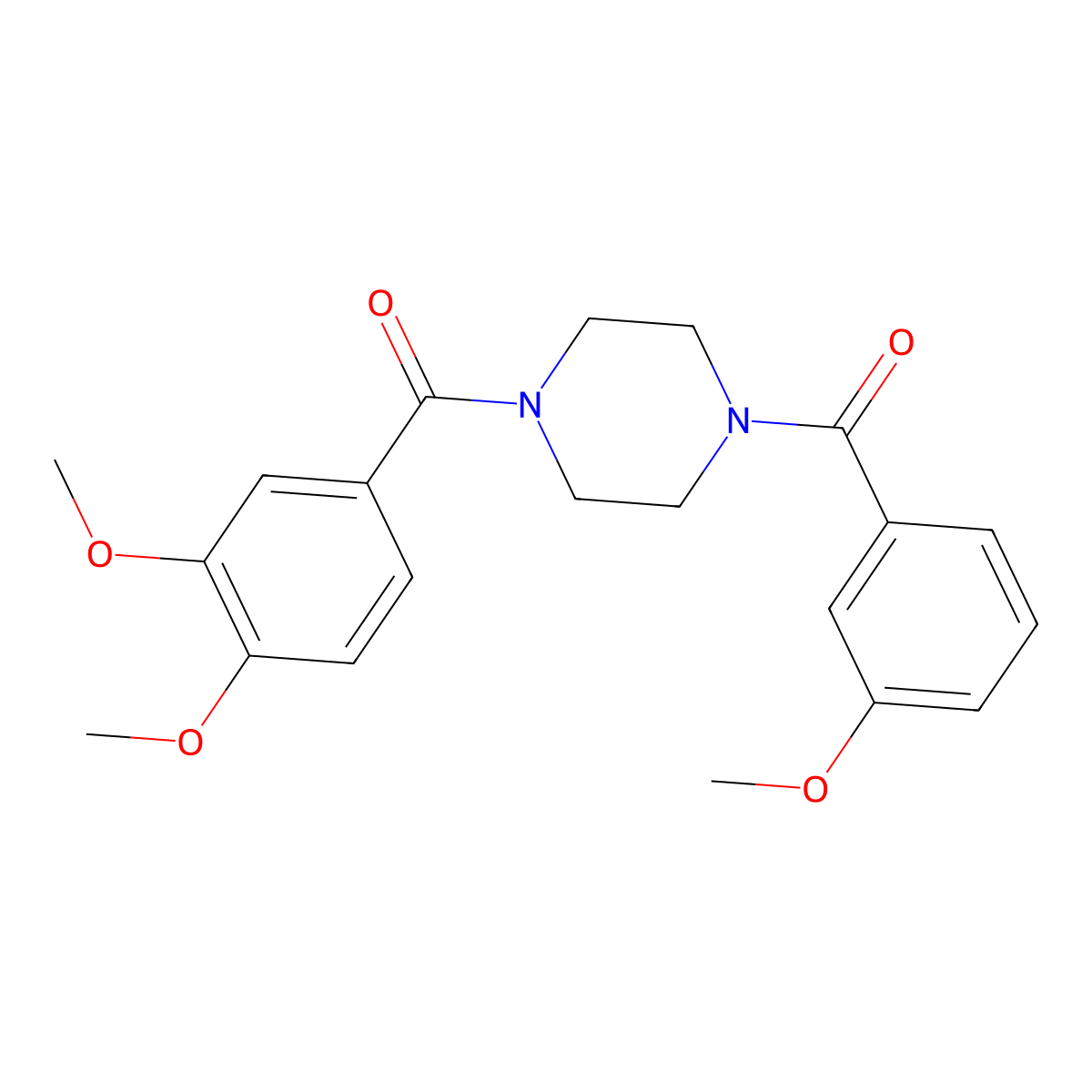 1-(3,4-Dimethoxybenzoyl)-4-(3-methoxybenzoyl)piperazine molecular structure, CAS 522650-47-1