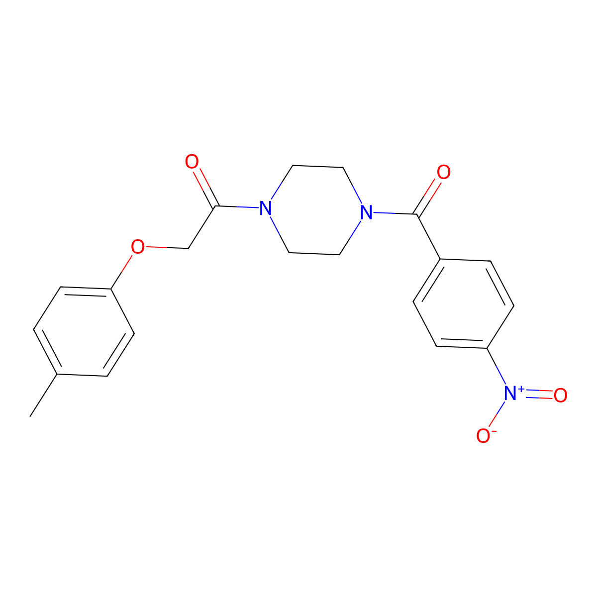 2-(4-Methylphenoxy)-1-[4-(4-nitrobenzoyl)piperazin-1-yl]ethanone molecular structure, CAS 522650-54-0