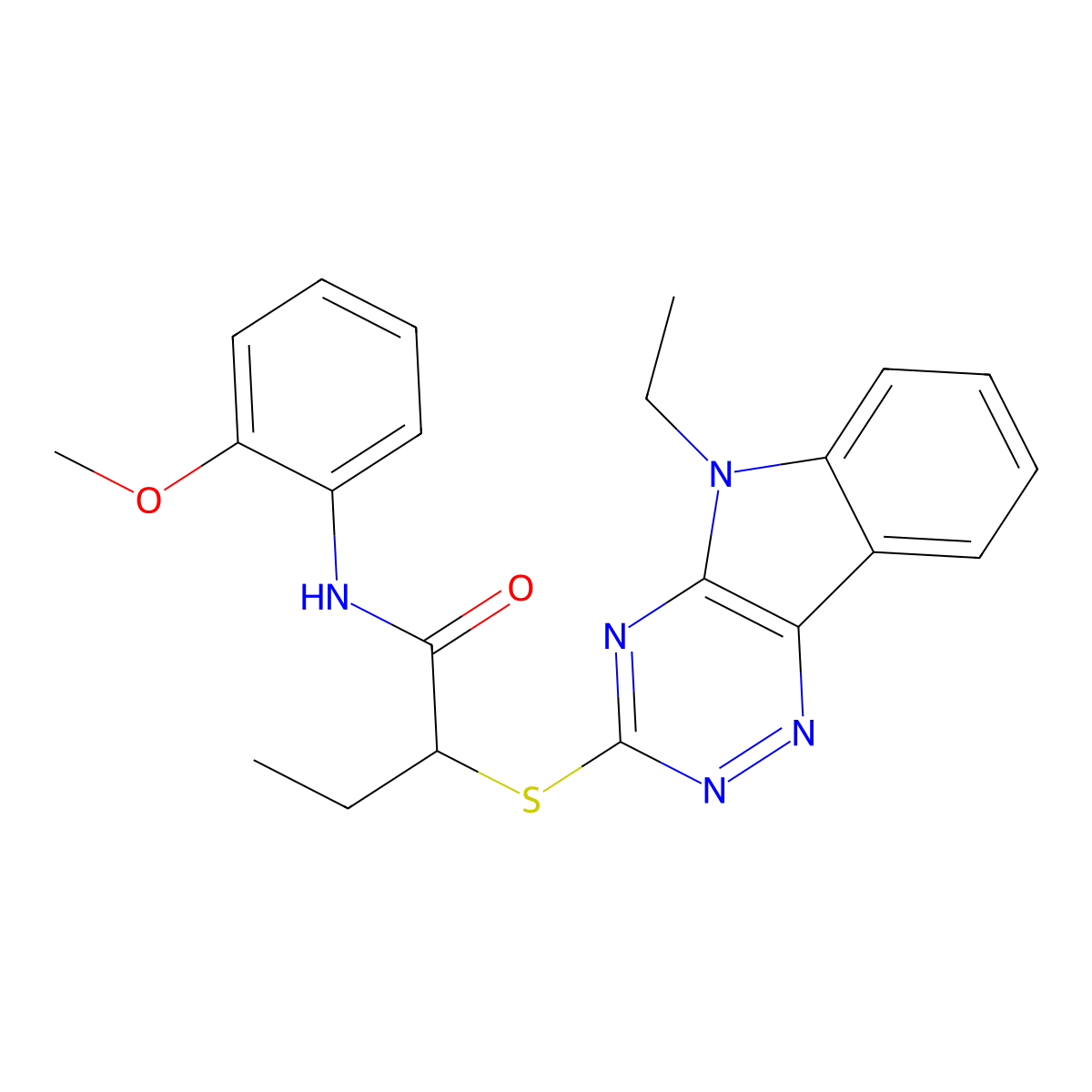 2-(5-ethyl-5H-[1,2,4]triazino[5,6-b]indol-3-ylthio)-N-(2-methoxyphenyl)butanamide molecular structure, CAS 522650-83-5