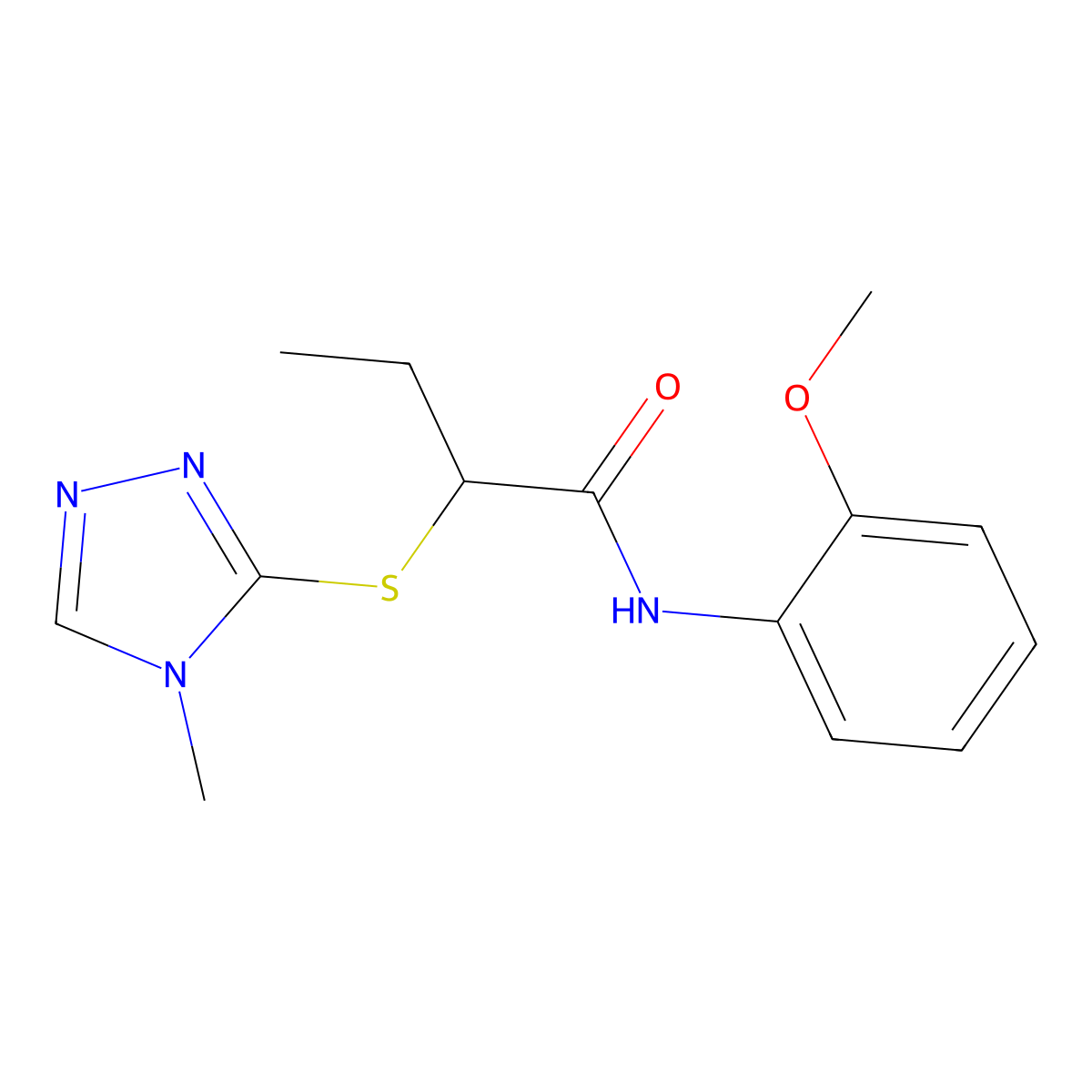 N-(2-methoxyphenyl)-2-[(4-methyl-1,2,4-triazol-3-yl)sulfanyl]butanamide molecular structure, CAS 522650-86-8