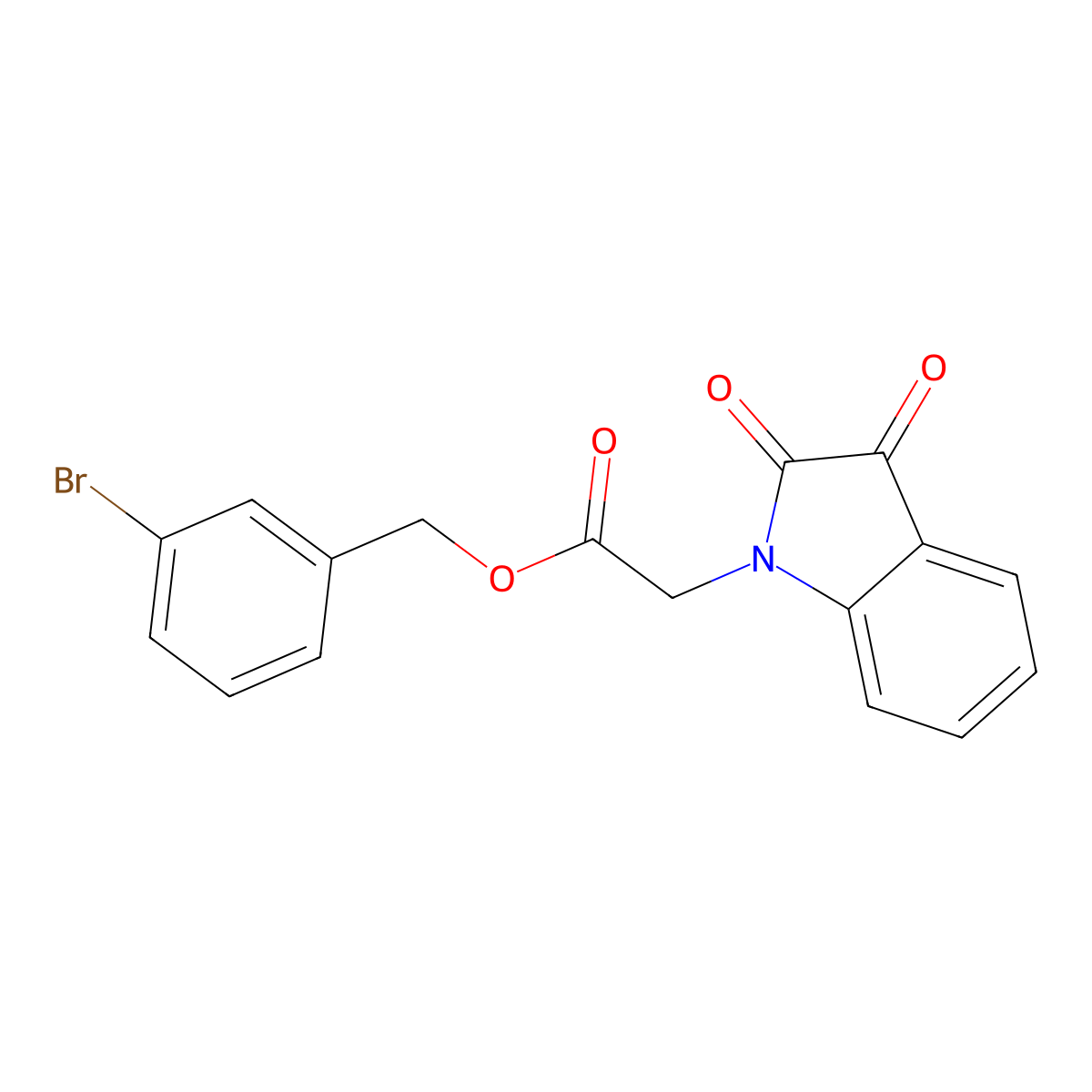 3-bromobenzyl (2,3-dioxo-2,3-dihydro-1H-indol-1-yl)acetate molecular structure, CAS 522651-21-4