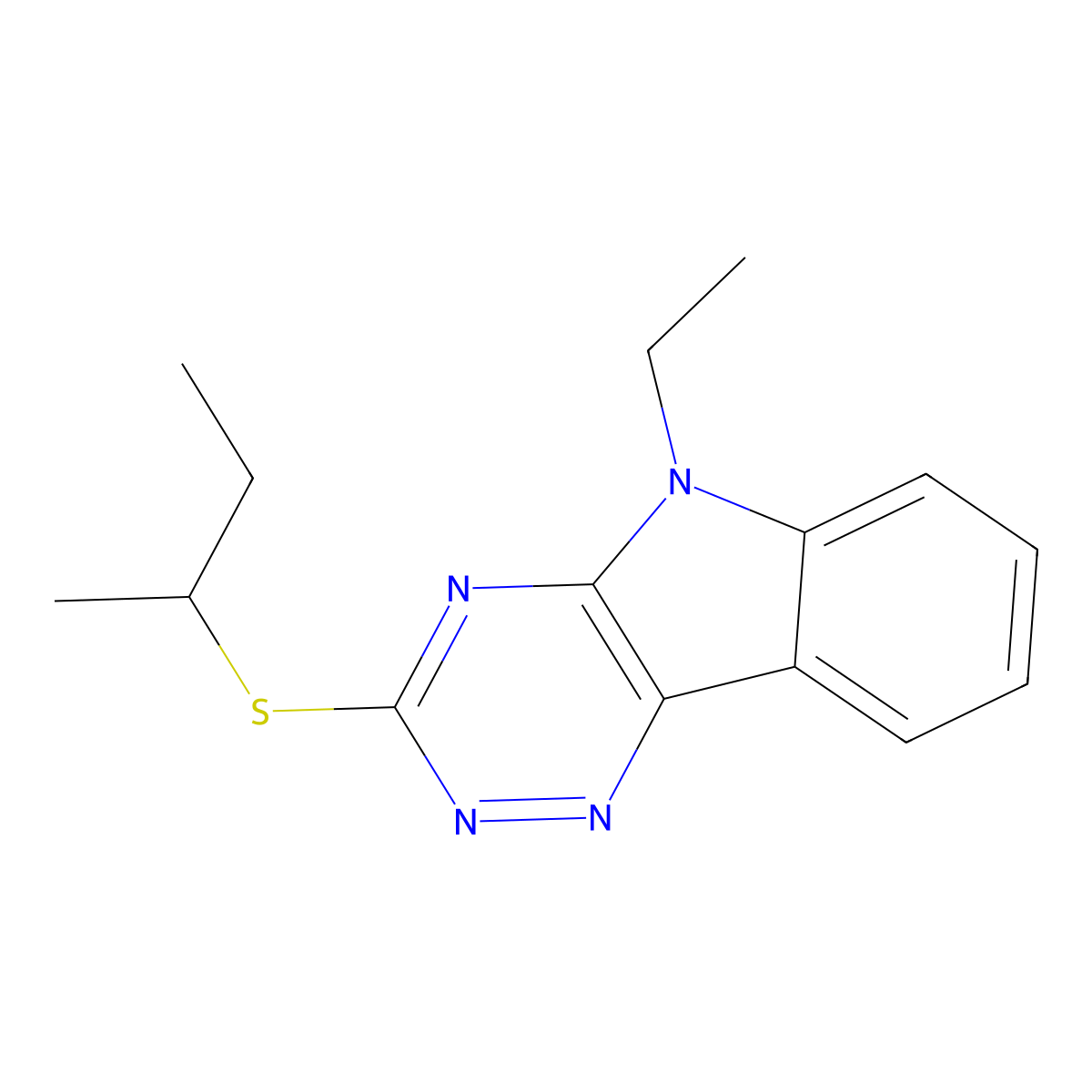 3-Butan-2-ylsulfanyl-5-ethyl-[1,2,4]triazino[5,6-b]indole molecular structure, CAS 522651-22-5