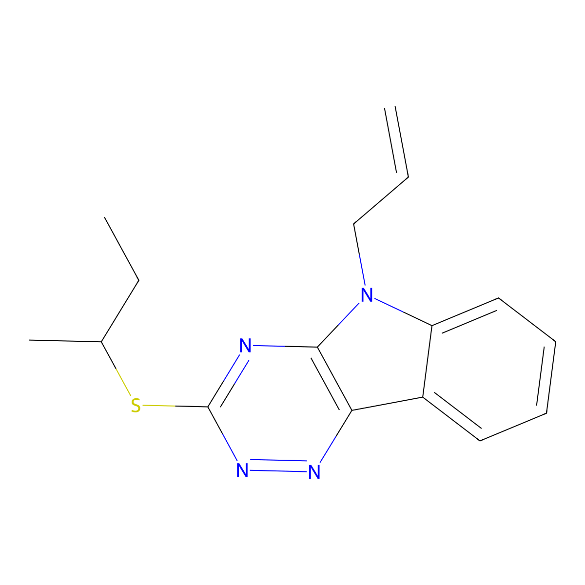 3-Butan-2-ylsulfanyl-5-prop-2-enyl-[1,2,4]triazino[5,6-b]indole molecular structure, CAS 522651-23-6
