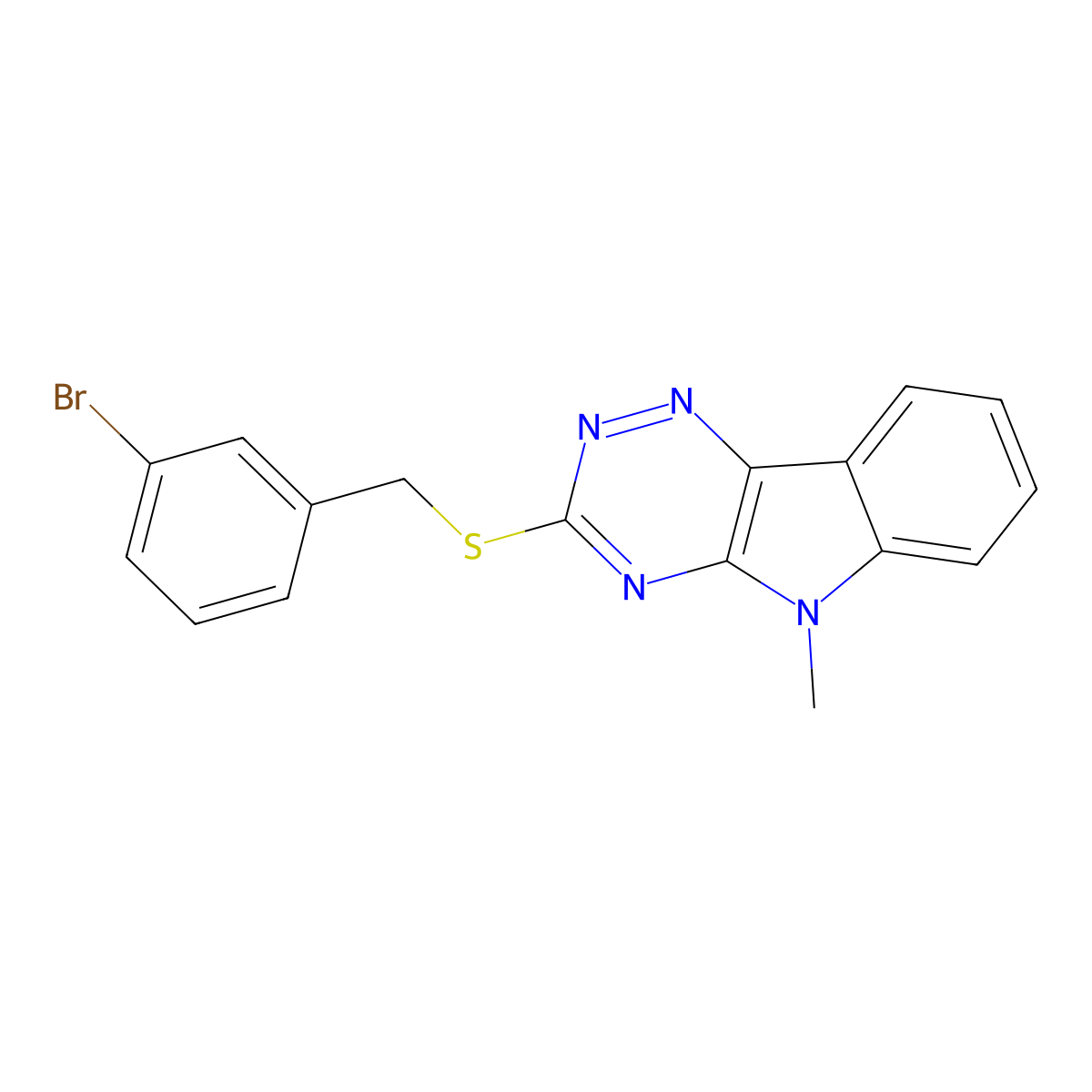 3-[(3-Bromophenyl)methylsulfanyl]-5-methyl-[1,2,4]triazino[5,6-b]indole molecular structure, CAS 522651-26-9