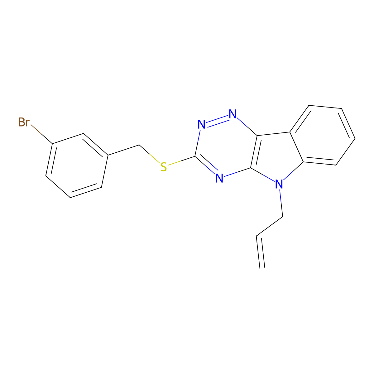 3-[(3-Bromophenyl)methylsulfanyl]-5-prop-2-enyl-[1,2,4]triazino[5,6-b]indole molecular structure, CAS 522651-29-2