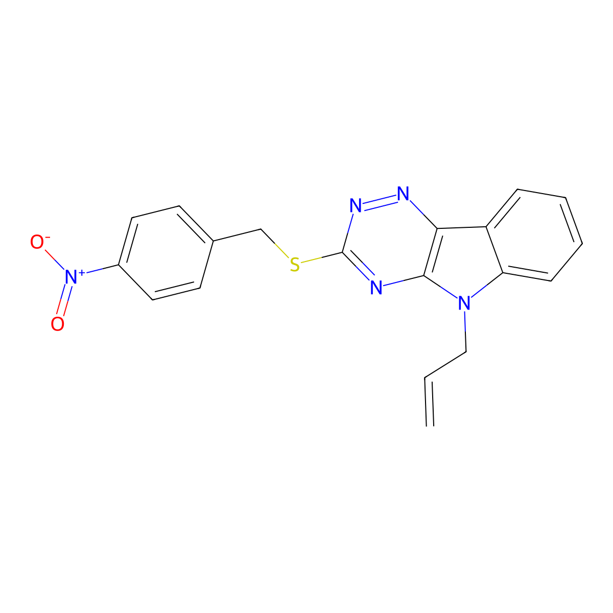 3-[(4-Nitrophenyl)methylsulfanyl]-5-prop-2-enyl-[1,2,4]triazino[5,6-b]indole molecular structure, CAS 522651-30-5