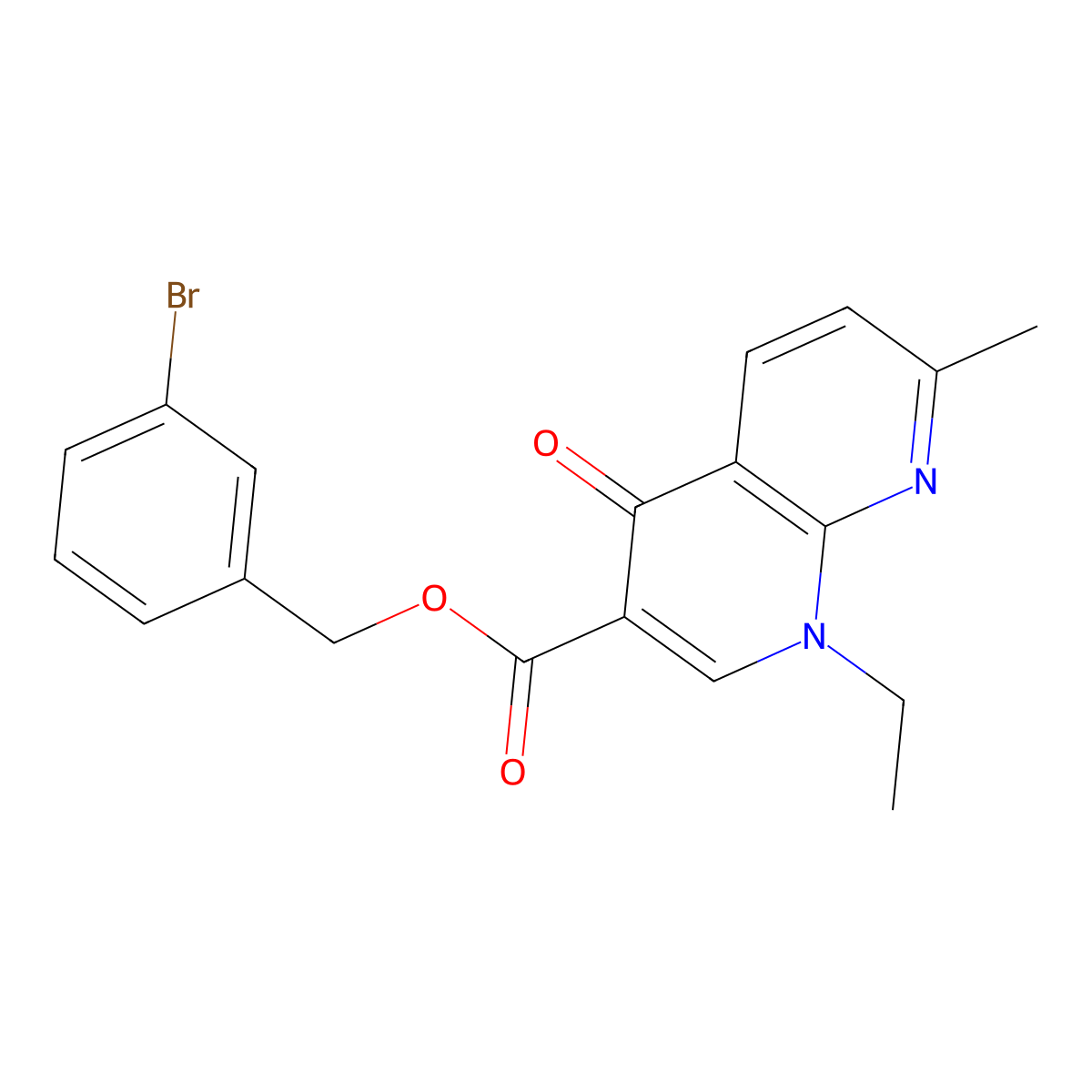 1-Ethyl-7-methyl-4-oxo-1,8-naphthyridine-3-carboxylic acid (3-bromophenyl)methyl ester molecular structure, CAS 522651-31-6