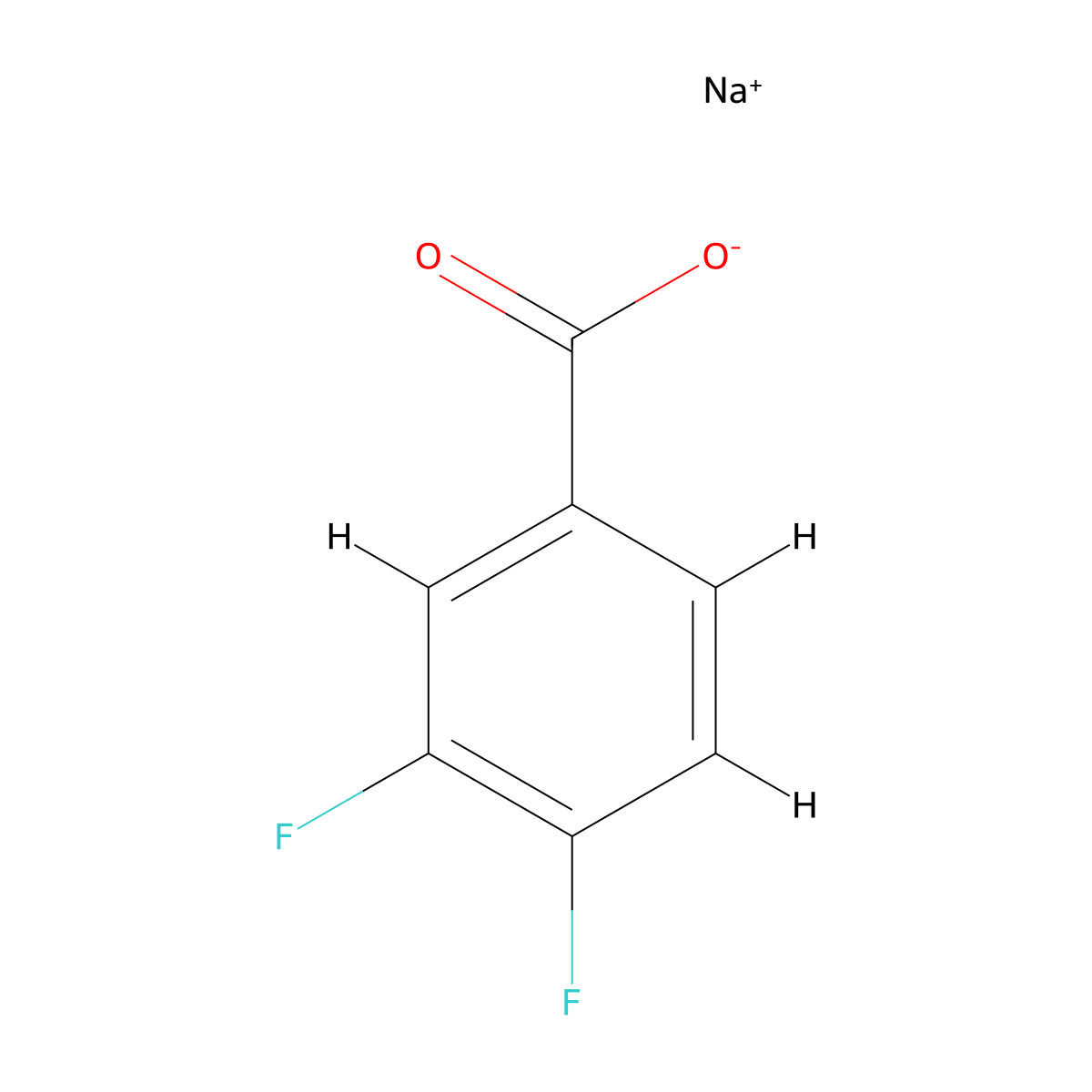 Benzoic acid, 3,4-difluoro-, sodium salt (1:1) molecular structure, CAS 522651-44-1