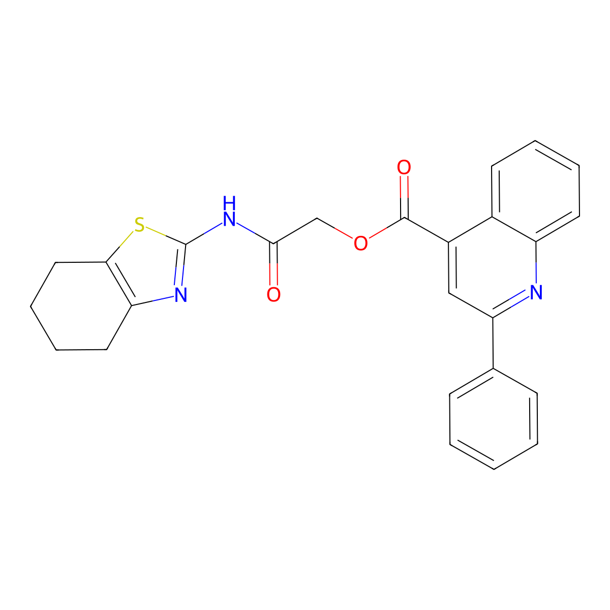 2-Oxo-2-(4,5,6,7-tetrahydro-1,3-benzothiazol-2-ylamino)ethyl 2-phenylquinoline-4-carboxylate molecular structure, CAS 522651-45-2