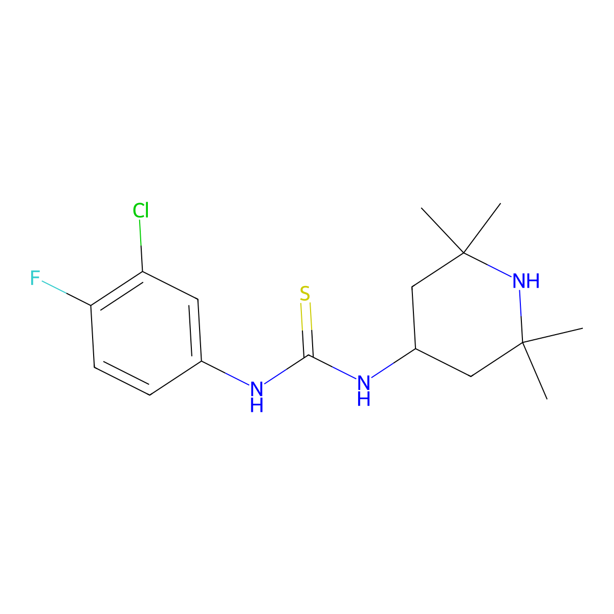 1-(3-Chloro-4-fluorophenyl)-3-(2,2,6,6-tetramethylpiperidin-4-yl)thiourea molecular structure, CAS 522651-82-7