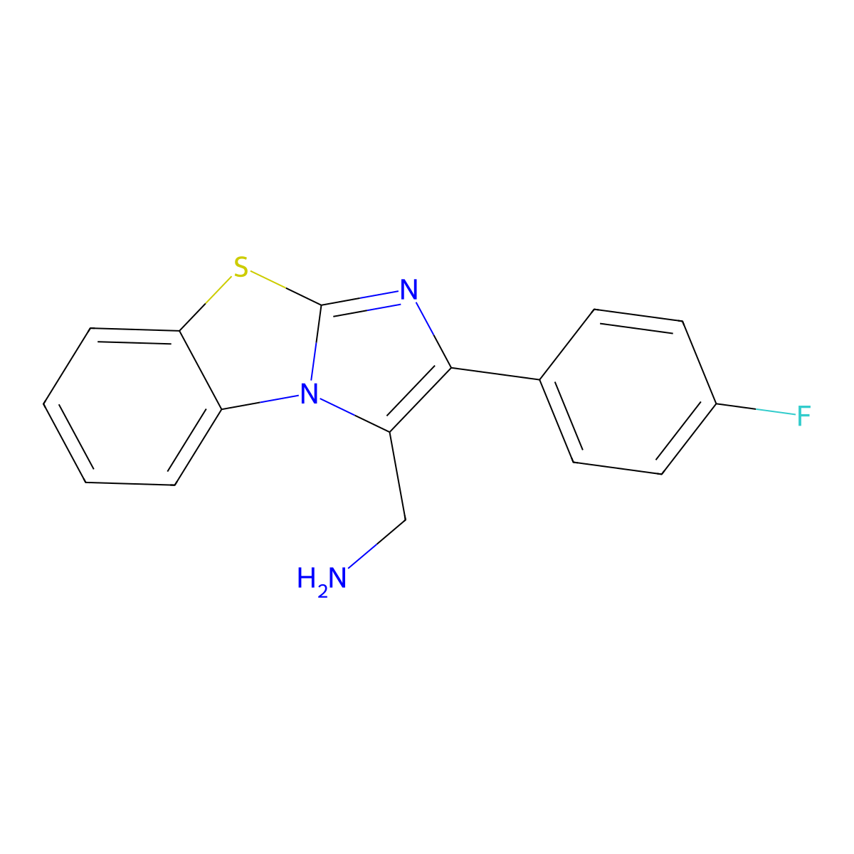 C-[2-(4-Fluoro-phenyl)-benzo[d]imidazo[2,1-b]-thiazol-3-yl]-methylamine molecular structure, CAS 522651-98-5