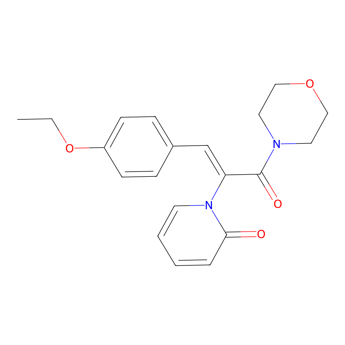 2(1H)-Pyridinone, 1-[2-(4-ethoxyphenyl)-1-(4-morpholinylcarbonyl)ethenyl]- molecular structure, CAS 522651-99-6