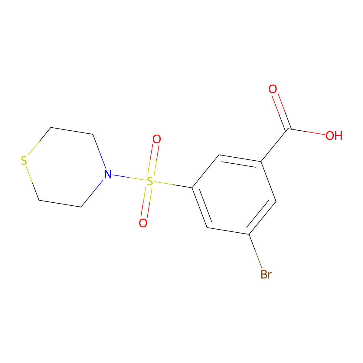 3-Bromo-5-thiomorpholin-4-ylsulfonylbenzoic acid molecular structure, CAS 522652-13-7