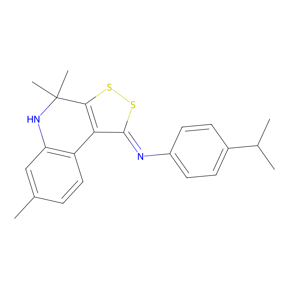 4-(propan-2-yl)-N-[(1E)-4,4,7-trimethyl-4,5-dihydro-1H-[1,2]dithiolo[3,4-c]quinolin-1-ylidene]aniline molecular structure, CAS 522652-23-9