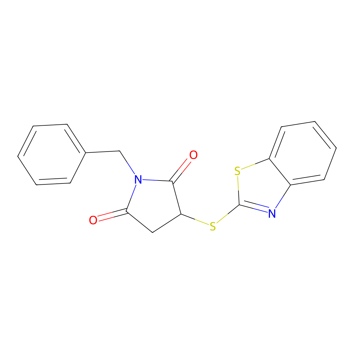 3-(1,3-Benzothiazol-2-ylsulfanyl)-1-benzylpyrrolidine-2,5-dione molecular structure, CAS 522652-25-1