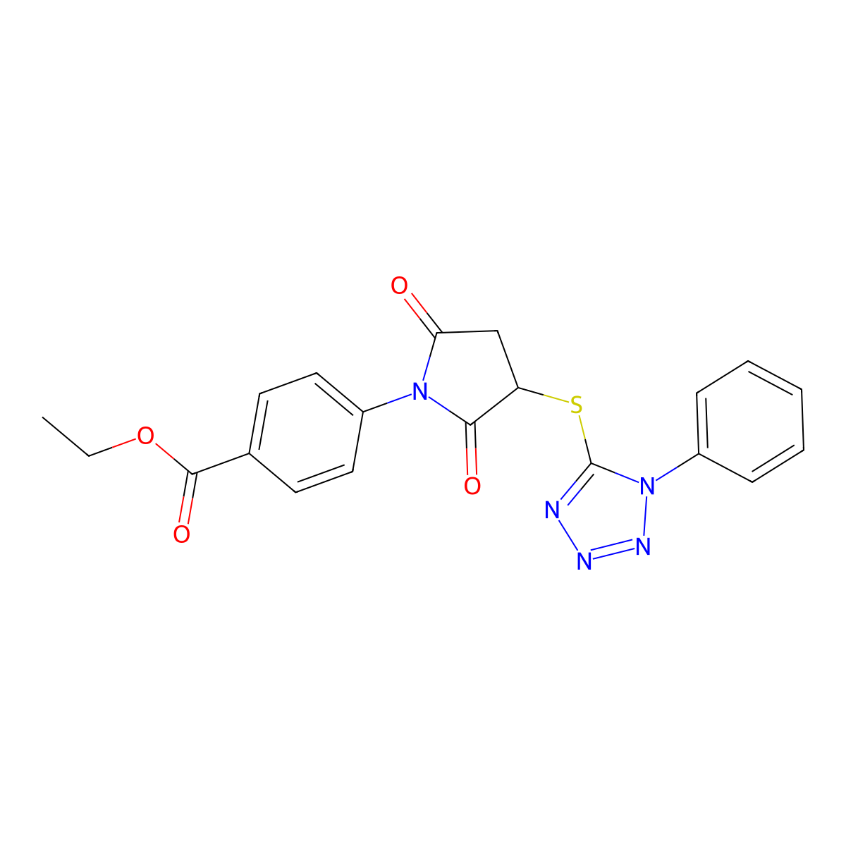 ethyl 4-{2,5-dioxo-3-[(1-phenyl-1H-tetrazol-5-yl)sulfanyl]pyrrolidin-1-yl}benzoate molecular structure, CAS 522652-28-4