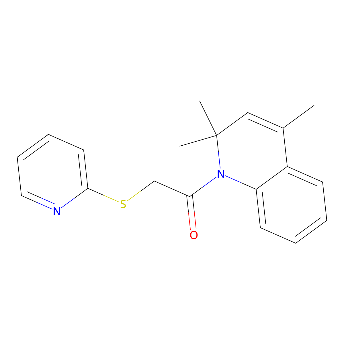 2,2,4-Trimethyl-1-[(pyridin-2-ylthio)acetyl]-1,2-dihydroquinoline molecular structure, CAS 522652-35-3