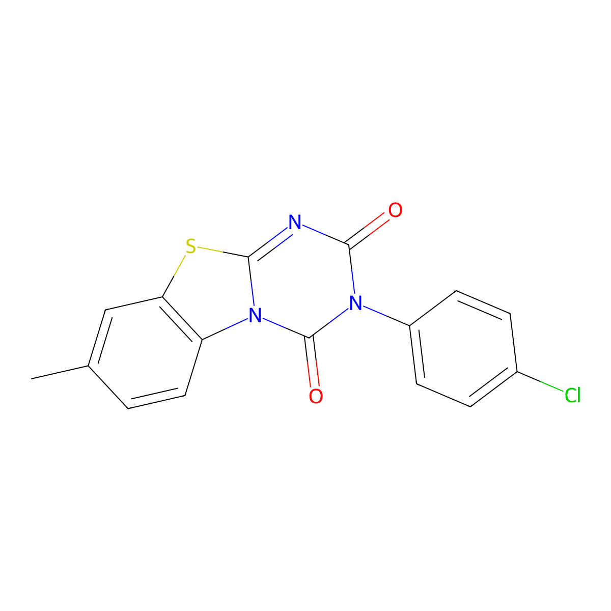 3-(4-chlorophenyl)-8-methyl-2H-[1,3,5]triazino[2,1-b][1,3]benzothiazole-2,4(3H)-dione molecular structure, CAS 522652-37-5