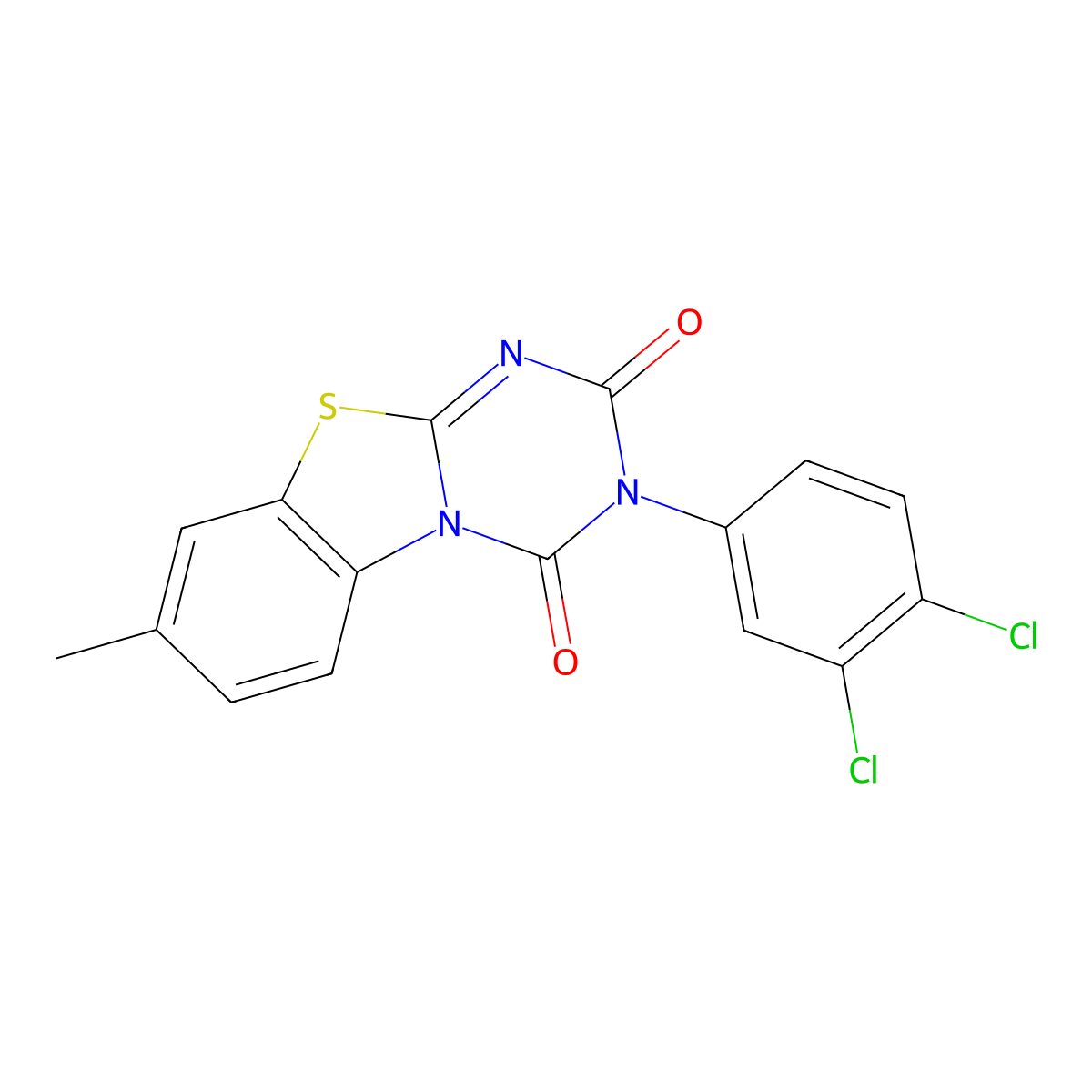 3-(3,4-dichlorophenyl)-8-methyl-2H-[1,3,5]triazino[2,1-b][1,3]benzothiazole-2,4(3H)-dione molecular structure, CAS 522652-38-6
