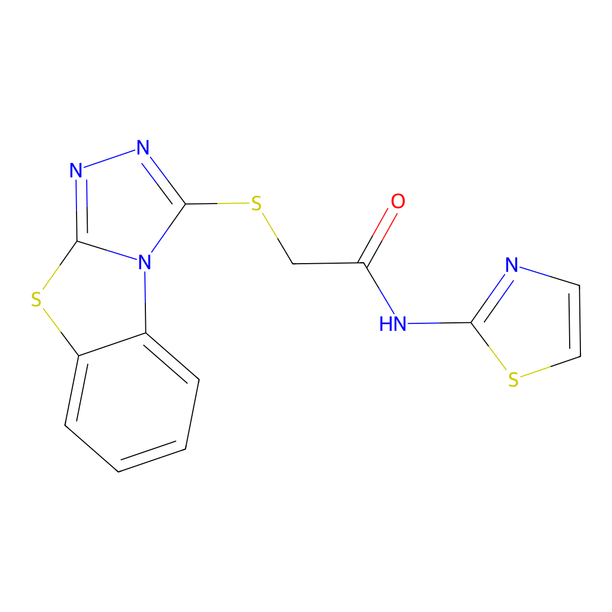 N-1,3-thiazol-2-yl-2-([1,2,4]triazolo[3,4-b][1,3]benzothiazol-3-ylthio)acetamide molecular structure, CAS 522652-57-9