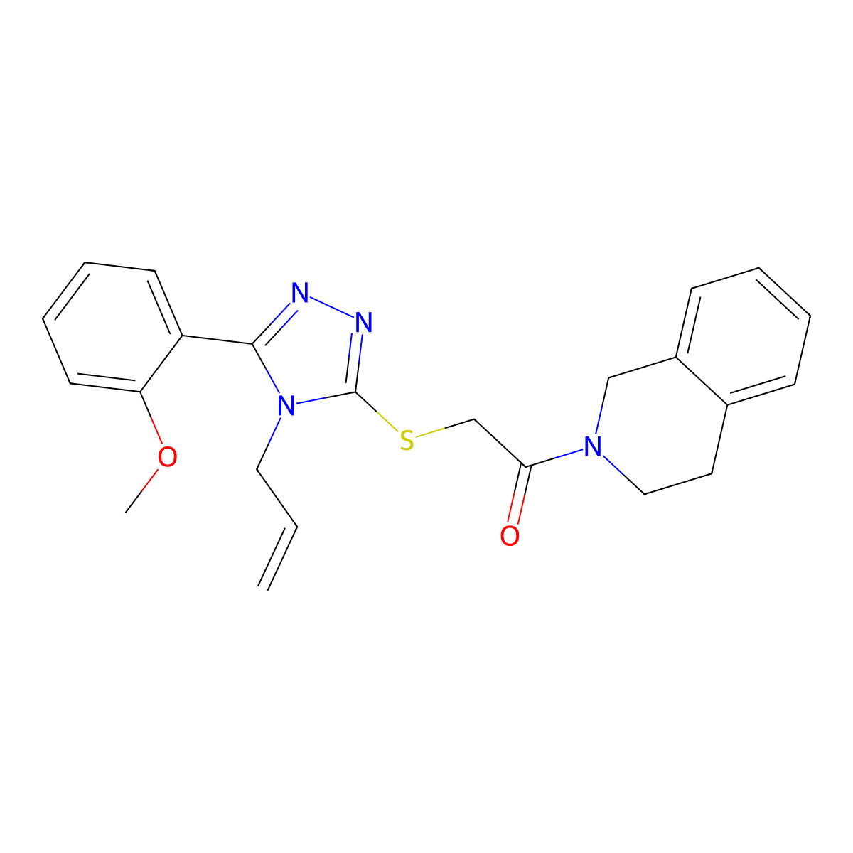 1-(3,4-dihydroisoquinolin-2(1H)-yl)-2-{[5-(2-methoxyphenyl)-4-(prop-2-en-1-yl)-4H-1,2,4-triazol-3-yl]sulfanyl}ethanone molecular structure, CAS 522652-64-8