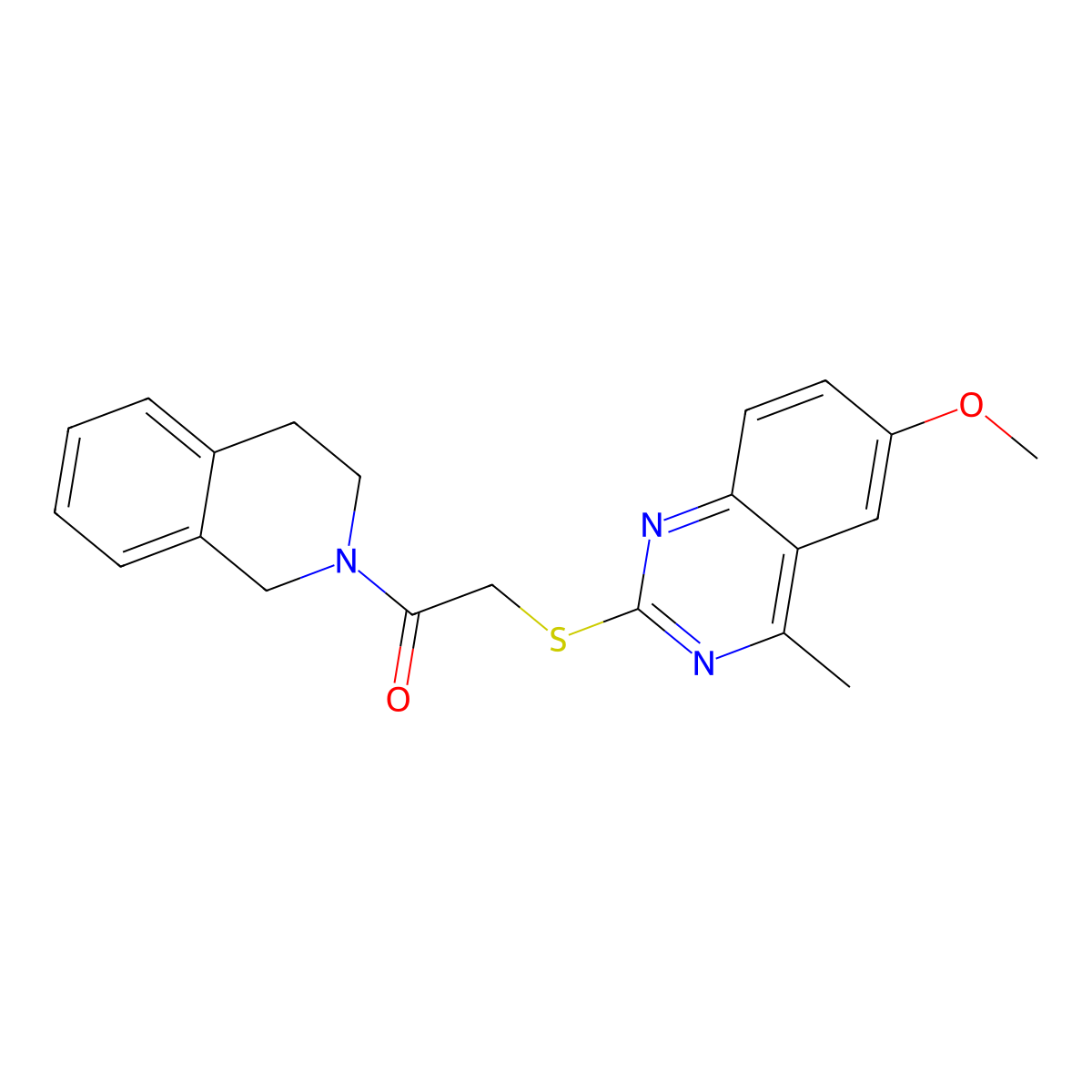 2-{[2-(3,4-dihydroisoquinolin-2(1H)-yl)-2-oxoethyl]thio}-6-methoxy-4-methylquinazoline molecular structure, CAS 522652-65-9