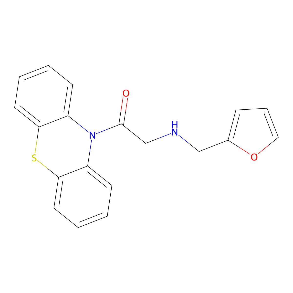Ethanone, 2-[(furan-2-ylmethyl)amino]-1-(phenothiazin-10-yl)- molecular structure, CAS 522652-67-1