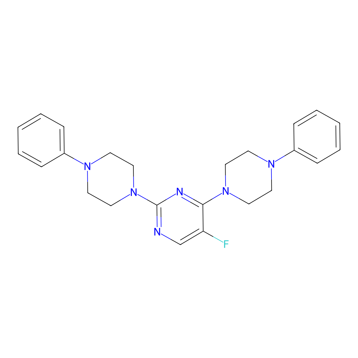 5-Fluoro-2,4-bis(4-phenylpiperazin-1-yl)pyrimidine molecular structure, CAS 522658-11-3