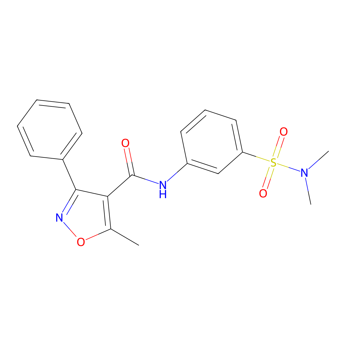 N-[3-(dimethylsulfamoyl)phenyl]-5-methyl-3-phenyl-1,2-oxazole-4-carboxamide molecular structure, CAS 522658-17-9