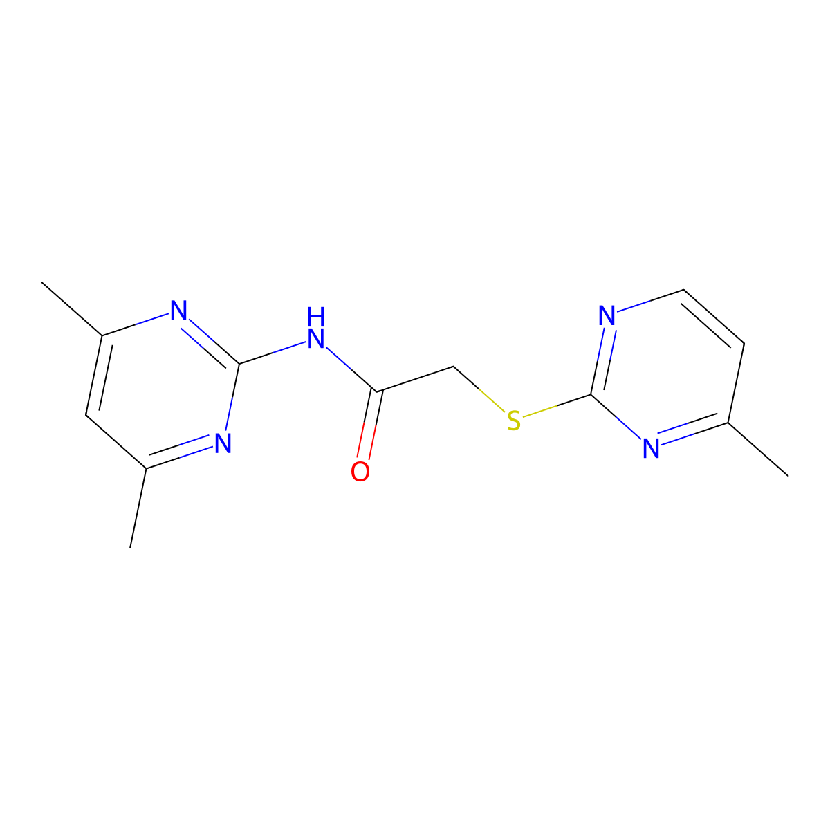 N-(4,6-dimethyl-2-pyrimidinyl)-2-[(4-methyl-2-pyrimidinyl)sulfanyl]acetamide molecular structure, CAS 522659-34-3