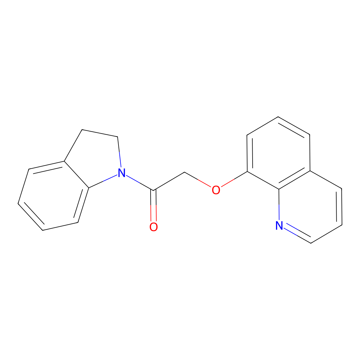 1-(2,3-dihydro-1H-indol-1-yl)-2-(quinolin-8-yloxy)ethanone molecular structure, CAS 522659-43-4