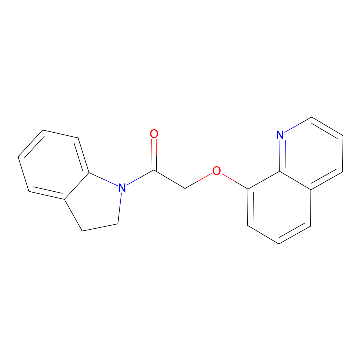 1-(2,3-dihydro-1H-indol-1-yl)-2-(quinolin-8-yloxy)ethanone molecular structure, CAS 522659-43-4